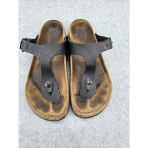 Birkenstock Gizeh Birko-Flor Thong black leather sandal size 36‎ 5 - 5.5 shoe